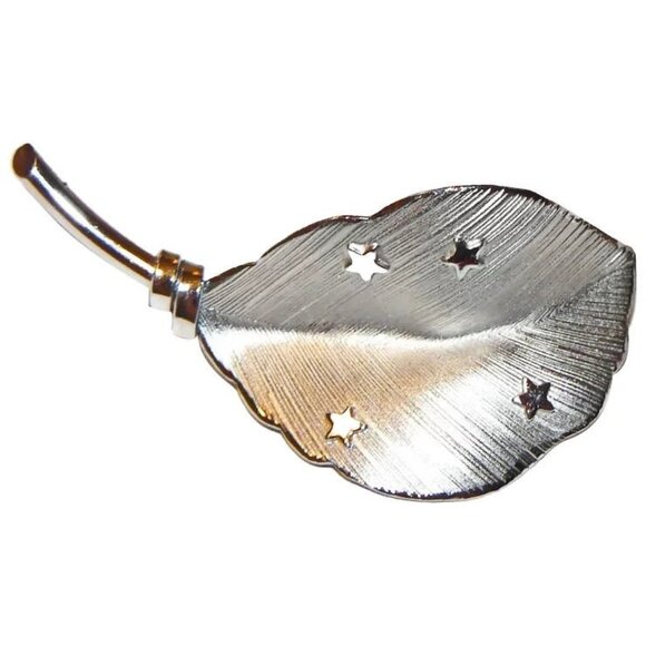 Binder Brothers Sterling Silver Leaf Brooch with Stars - Picture 3 of 7